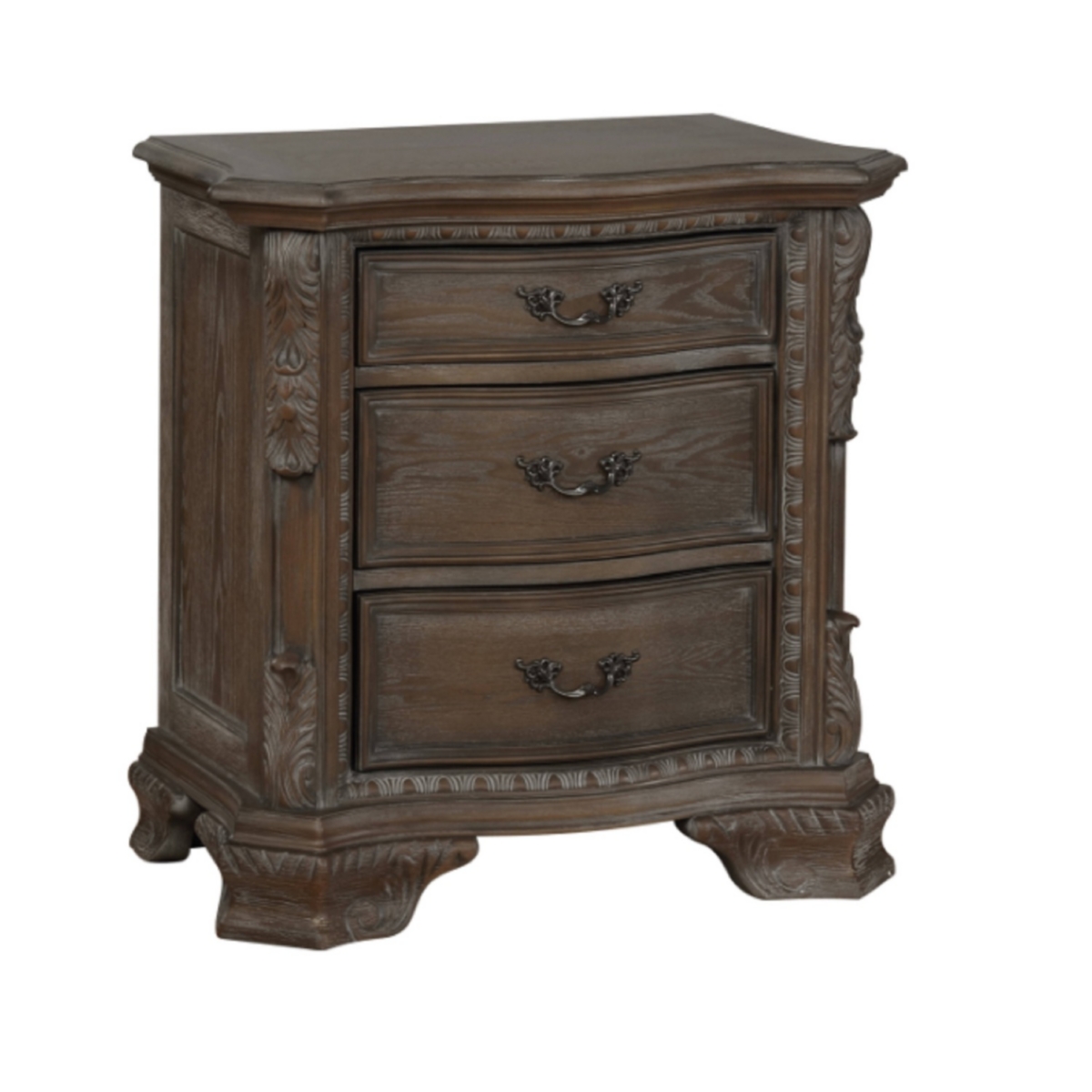Traditional Sheffield Nightstand End Table with Three Storage DrawersDecorative Drawer Pulls 1pc - Grey