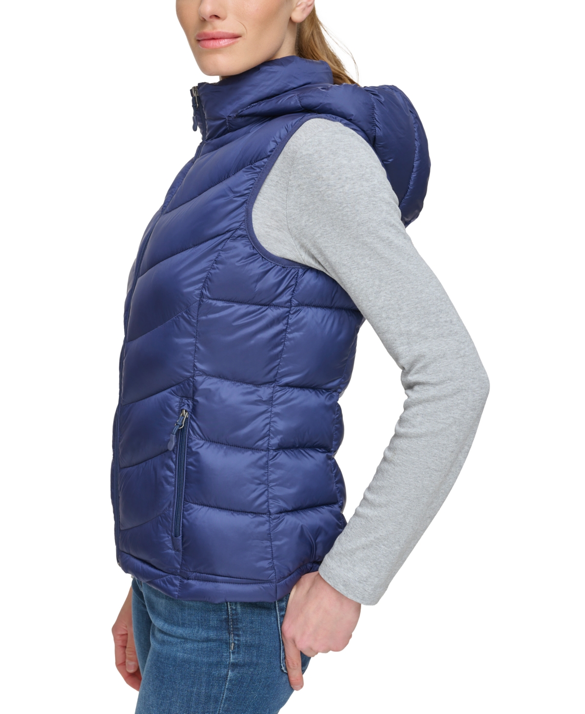 Shop Charter Club Women's Packable Hooded Puffer Vest, Created For Macy's In Marine