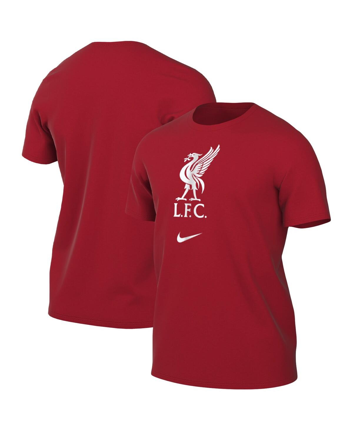 Shop Nike Men's  Red Liverpool Crest T-shirt
