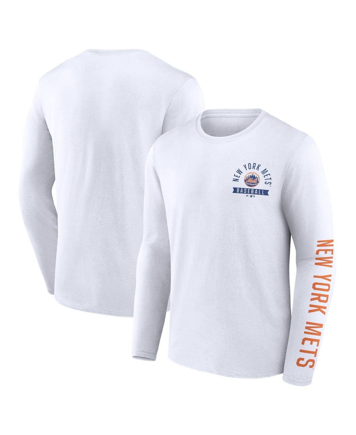 Fanatics Branded White New York Mets Pressbox Long Sleeve T-shirt In White