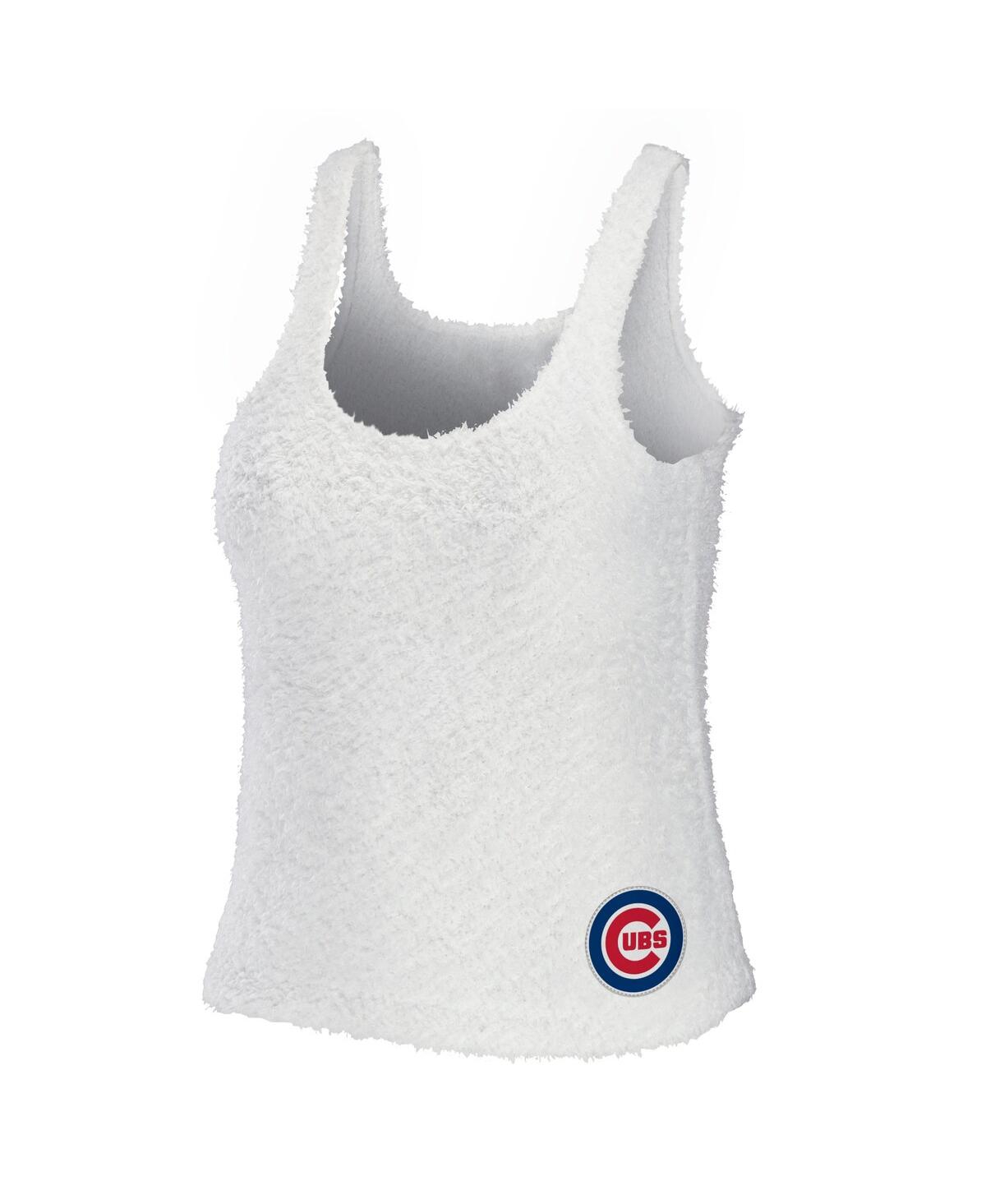 Shop Wear By Erin Andrews Women's  Cream Chicago Cubs Plus Size Cozy Scoop Neck Tank Top And Pants Set