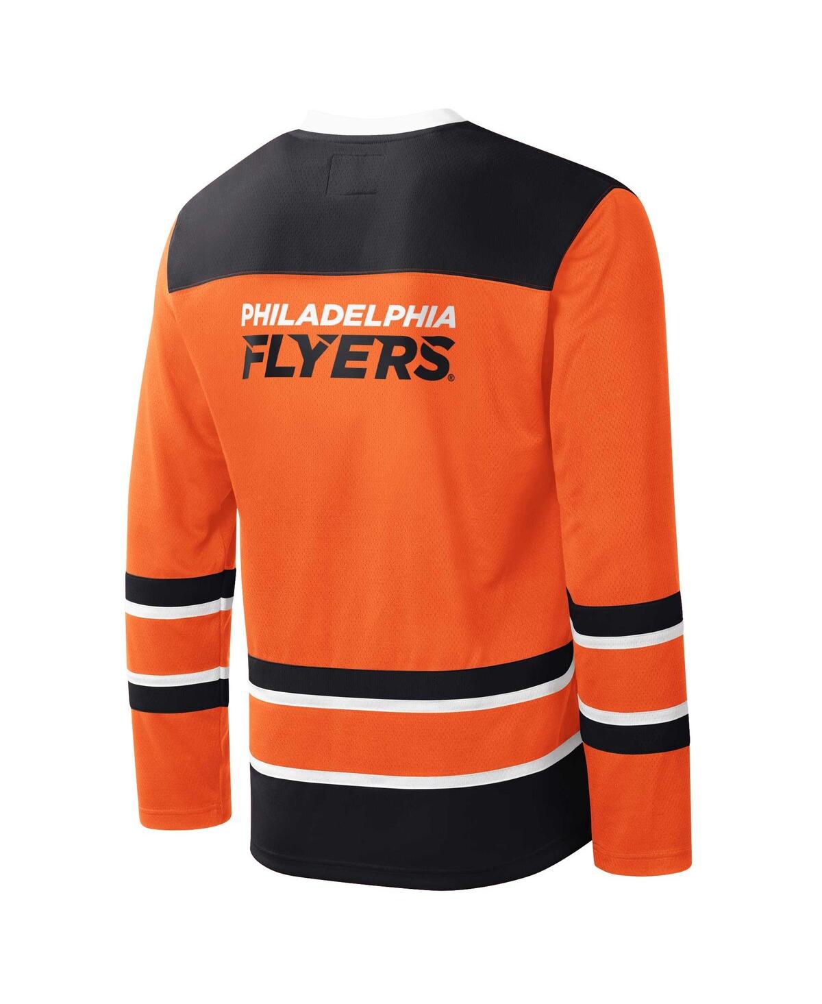 Shop Starter Men's  Orange, Black Philadelphia Flyers Cross Check Jersey V-neck Long Sleeve T-shirt In Orange,black