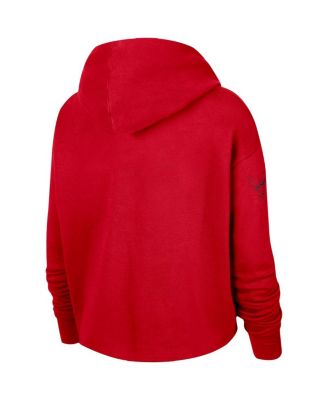 Women's Red Chicago Bulls Split Flip Courtside Cropped Pullover Hoodie