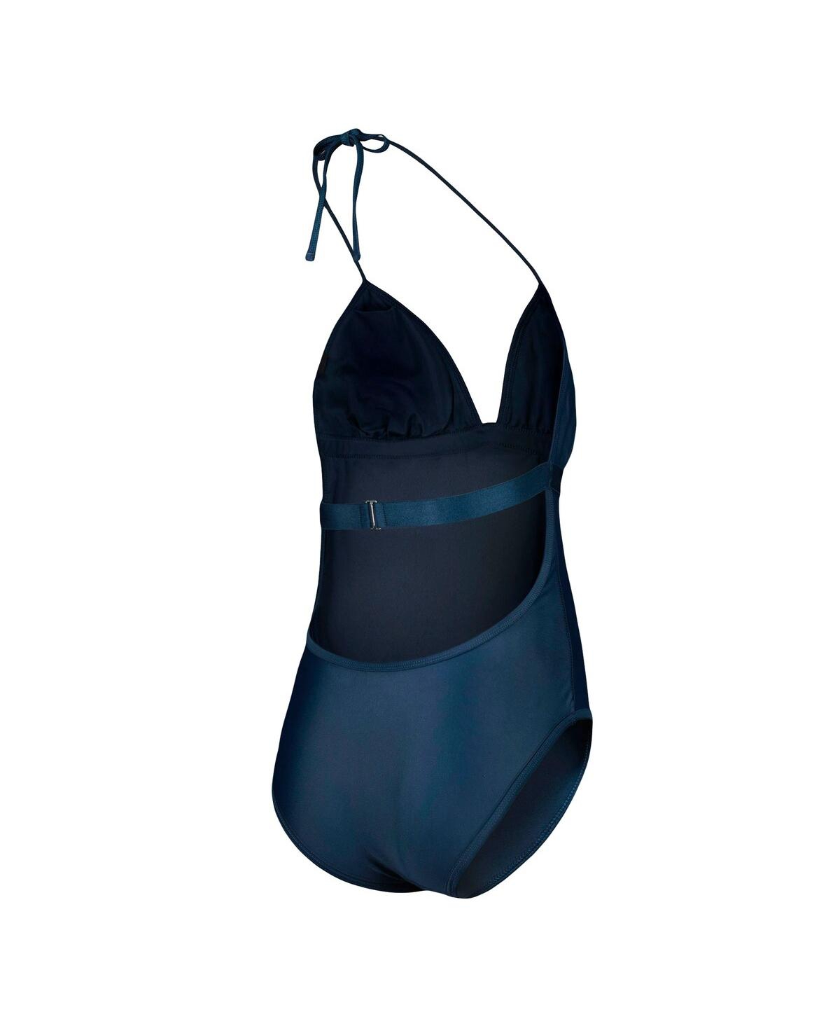Shop G-iii 4her By Carl Banks Women's  Navy Atlanta Braves Full Count One-piece Swimsuit
