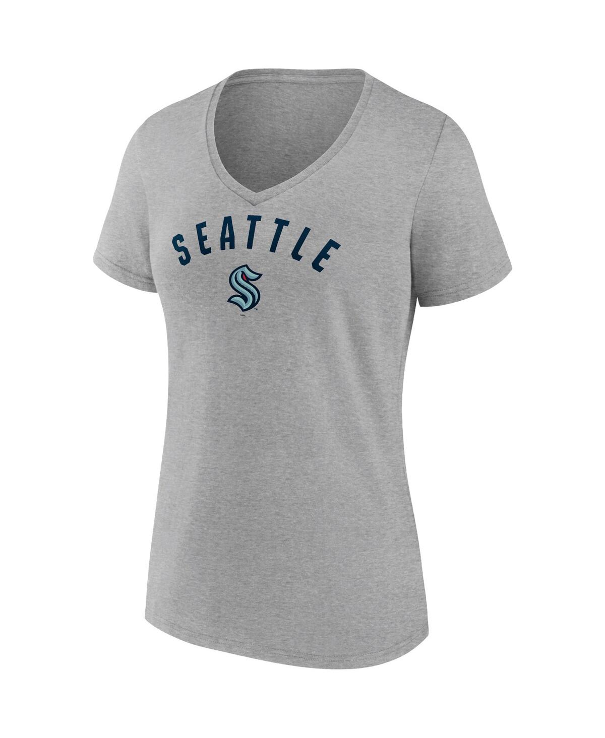Fanatics Women's  Deep Sea Blue, Gray Seattle Kraken Parent 2-pack V-neck T-shirt Set In Deep Sea Blue,gray