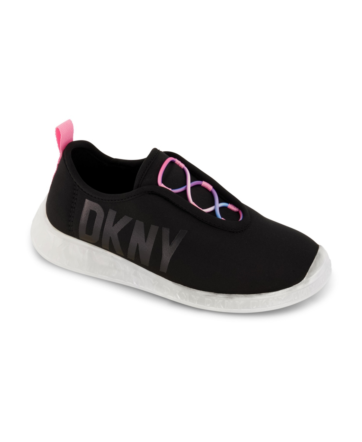 Dkny Little Girls Logo Slip-on Rainbow Sneakers In Black