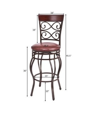 Set of 2 Vintage Bar Stools 30" Swivel Padded Seat Bistro