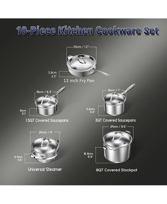 Cooks Standard Multiply Clad Stainless Steel 10Piece Cookware Set