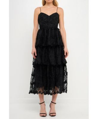 endless rose crochet layered midi dress endless rose Women's Crochet Layered Midi Dress