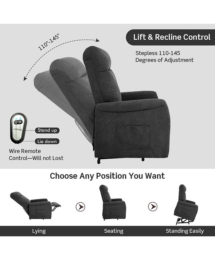 Costway Power Lift Recliner Chair Sofa for Elderly Side Pocket Macy's