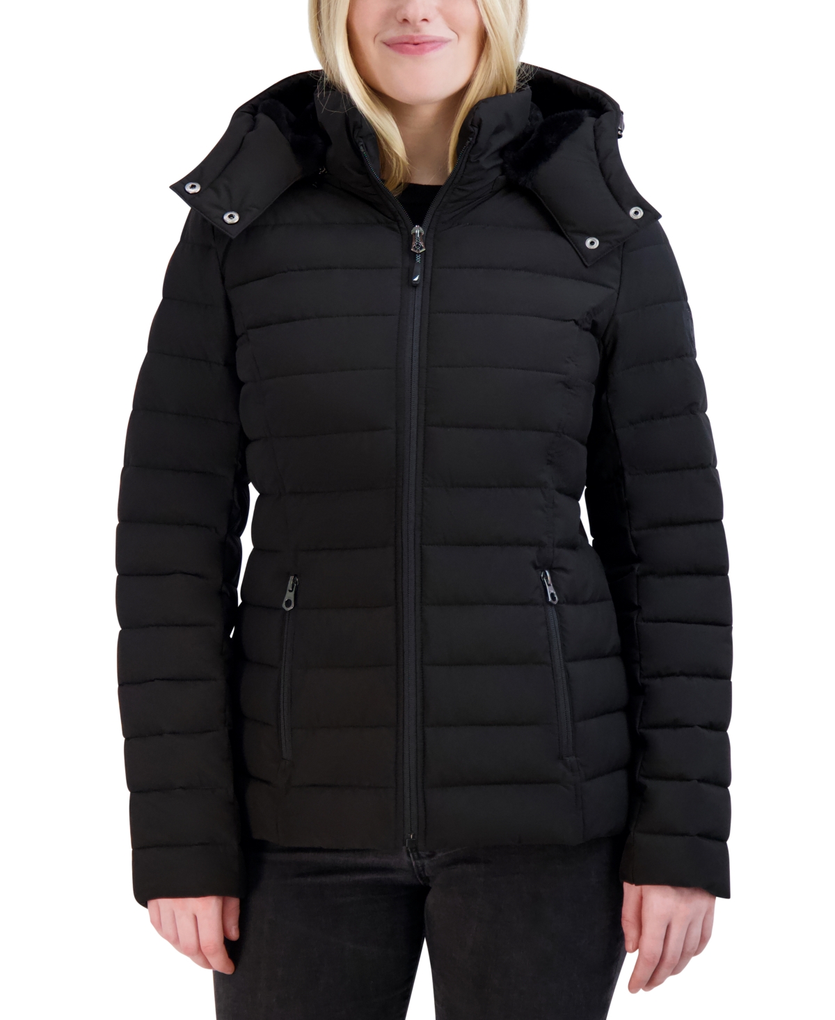 Nautica Women s Stretch Faux Fur Hooded Packable Puffer Coat Smart Closet