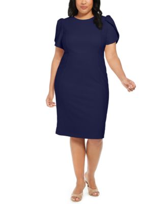 Plus Size Puff Sleeve Sheath Dress