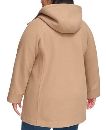 5263 Brown Plus Size Hooded Cashmere Coat