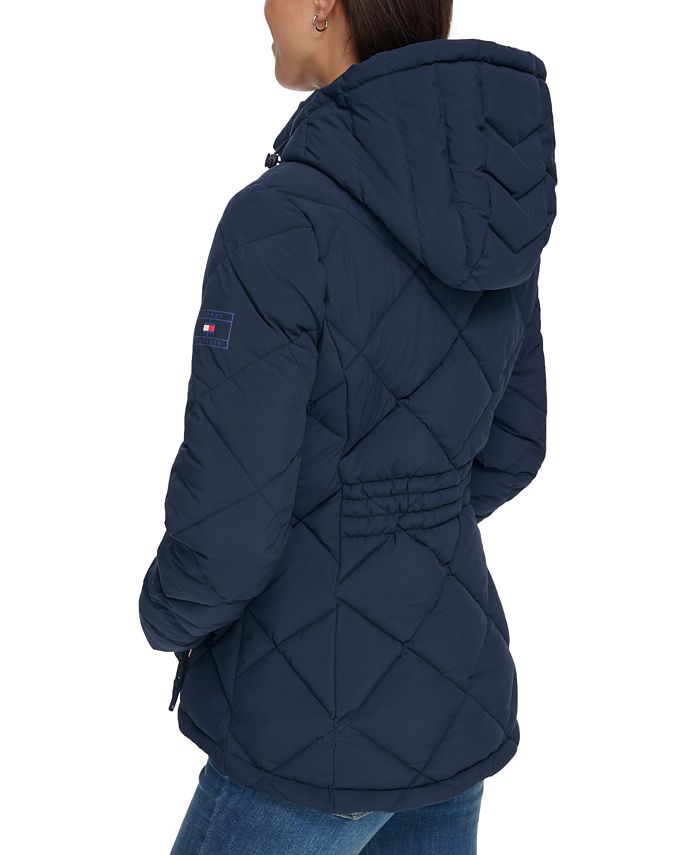 Tommy Hilfiger Women's Diamond Quilted Hooded Packable Puffer Coat