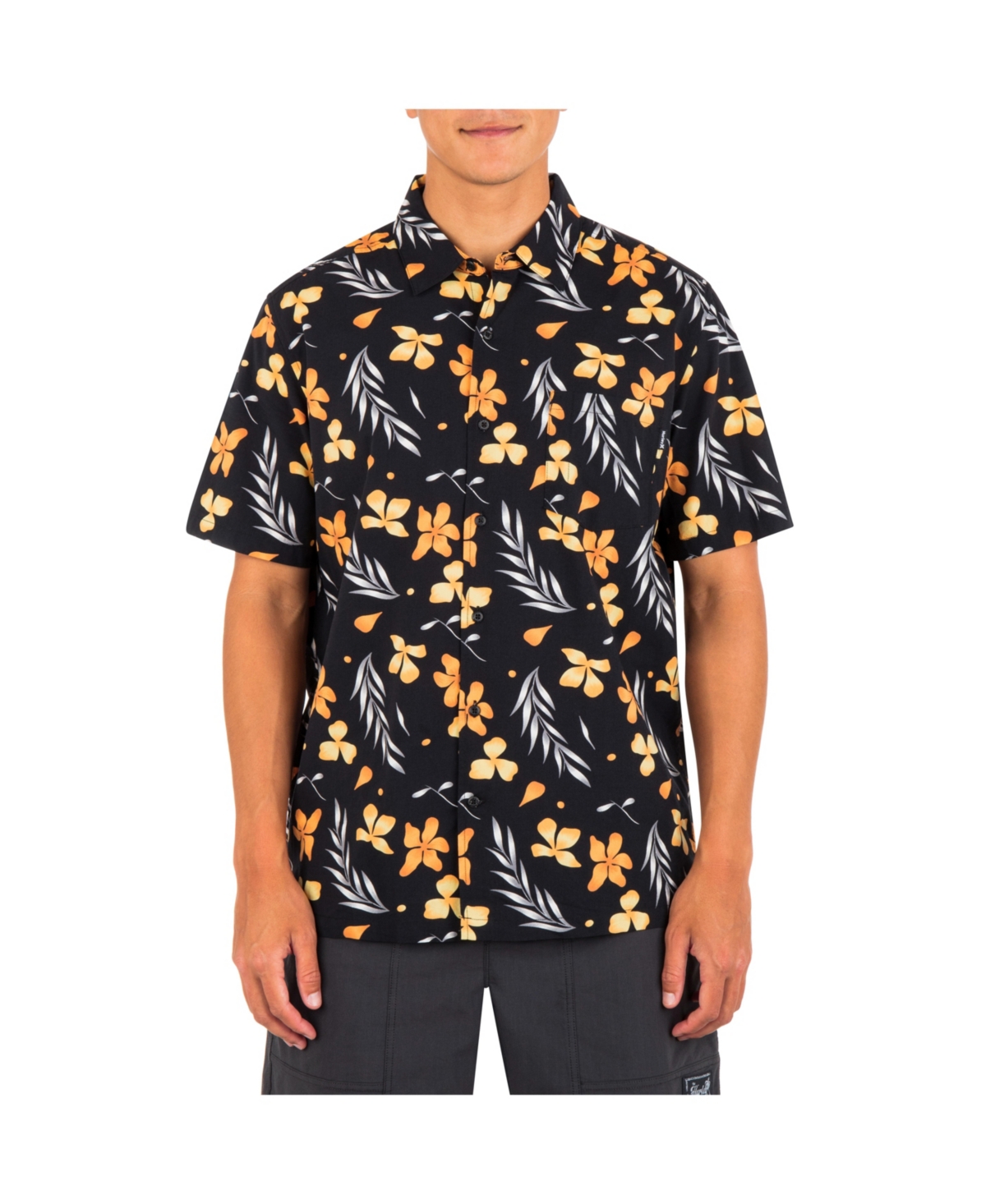 Shop Hurley Men's Rincon Print Short Sleeve Button-up Shirt In Nectarine