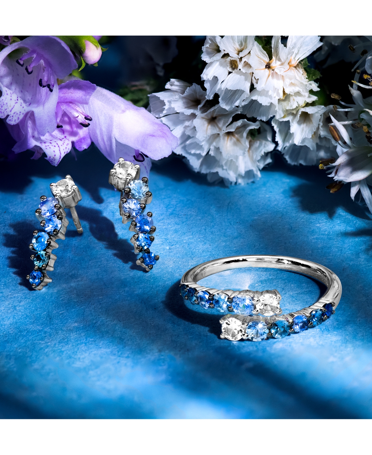 Le Vian Denim Ombre (5/8 ct. t.w.) & White Sapphire (1/5 ct. t.w.) Bypass Statement Ring in 14k- White Gold