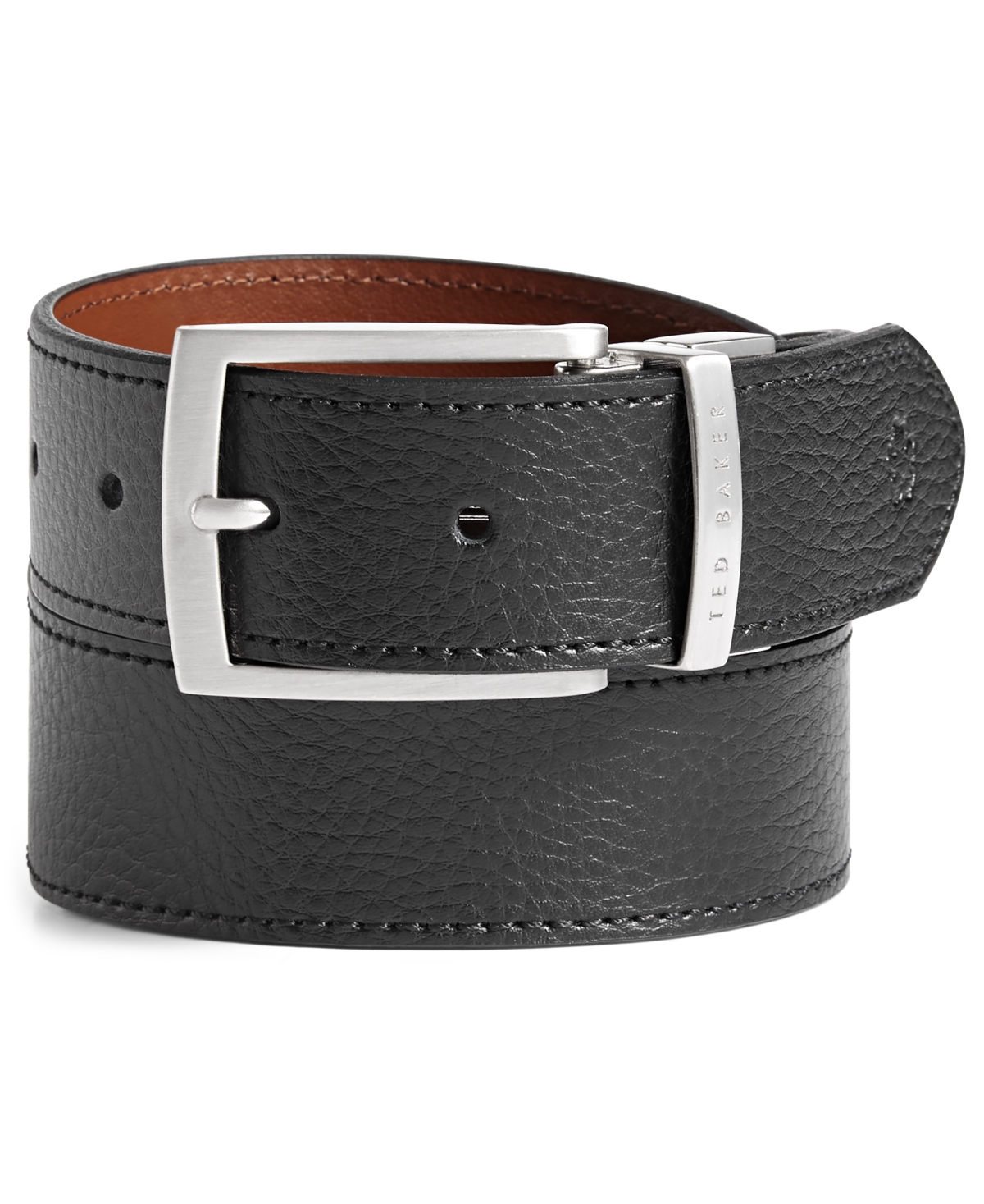 Shop Ted Baker Men's Bream Reversible Leather Belt In Black