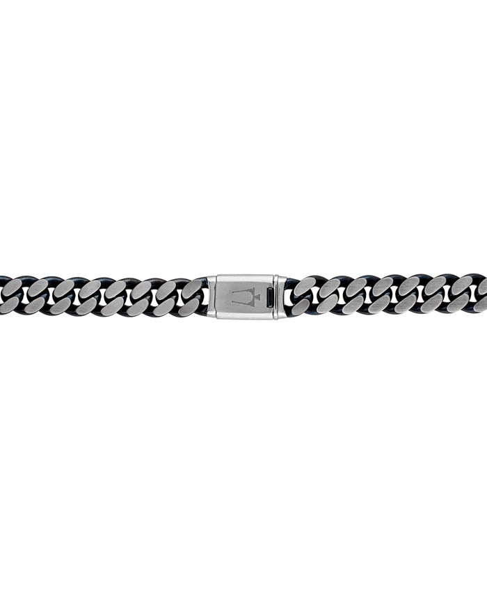 Bulova Men's Classic Stainless Steel Chain Link Bracelet With Diamond-Accented Clasp - View #2