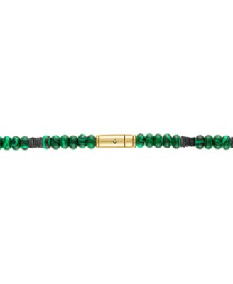 Men's Marine Star Malachite Beaded 22" Necklace in 14k Gold-Plated Sterling Silver
