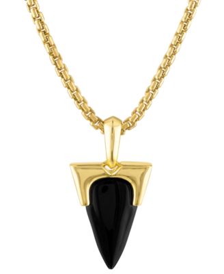 Bulova - Men's Icon Black Onyx Pendant Necklace in 14k Gold-Plated Sterling Silver, 24" + 2" extender