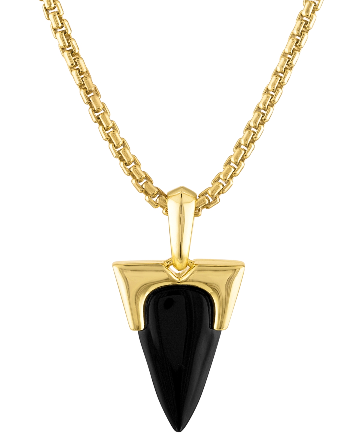 Bulova Men's Icon Black Onyx Pendant Necklace In 14k Gold-plated Sterling Silver, 24" + 2" Extender In Na