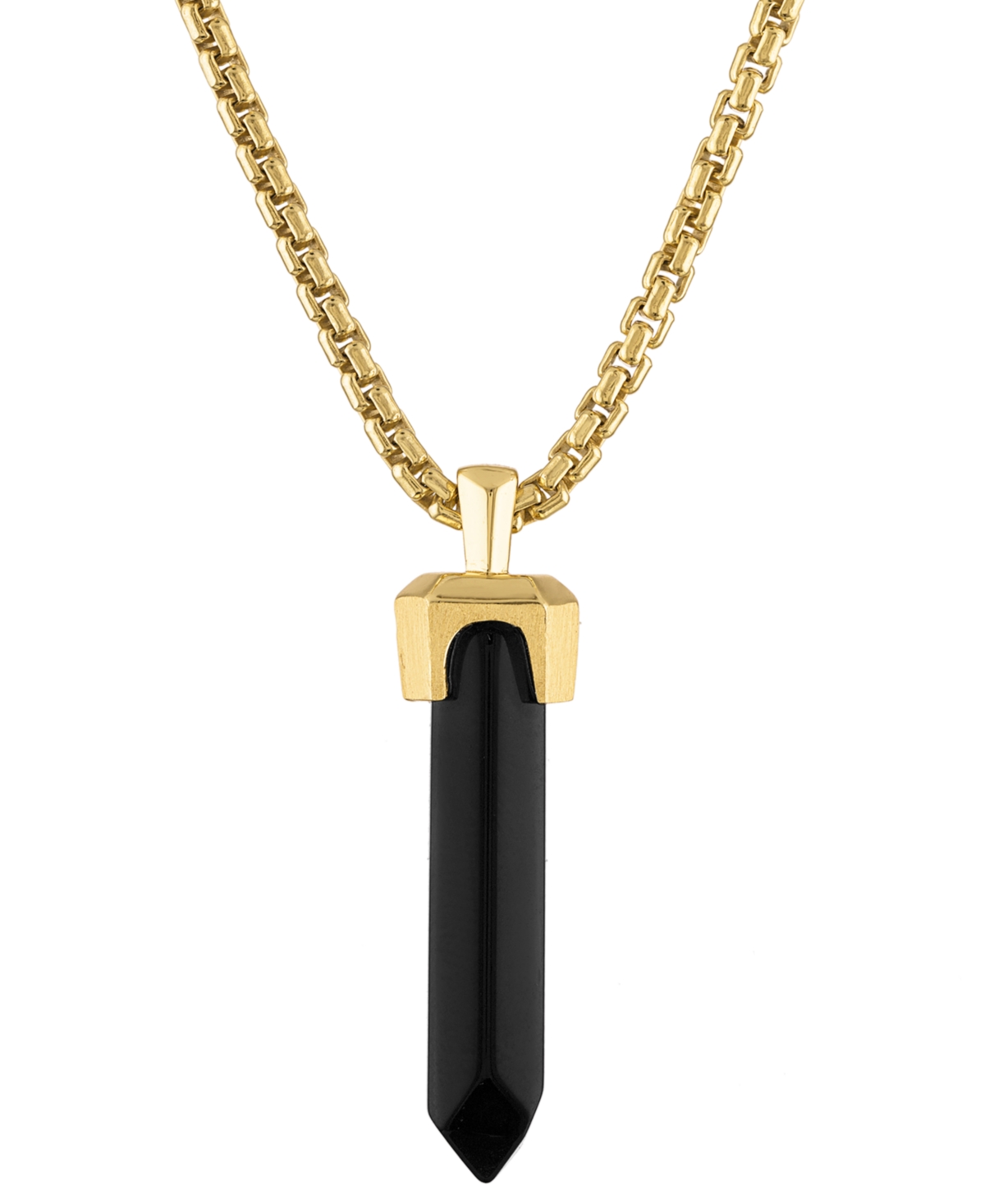 Bulova Men's Icon Black Onyx Pendant Necklace In 14k Gold-plated Sterling Silver, 24" + 2" Extender In Na
