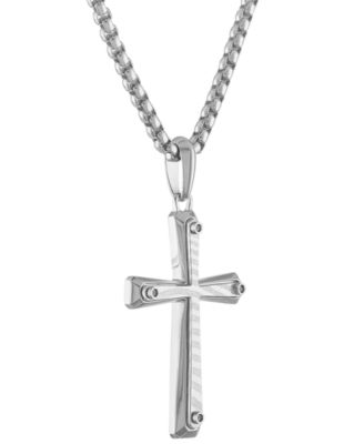 Men's Icon Damascus Steel Pendant Necklace in Sterling Silver, 24" + 2" extender