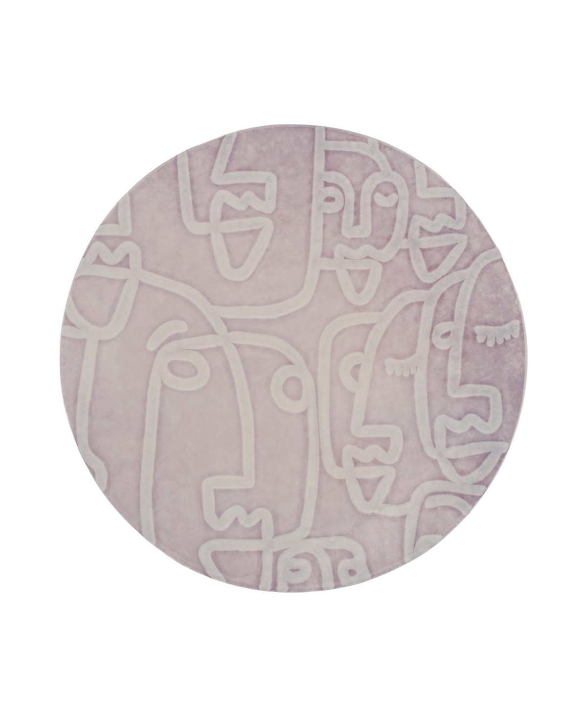 Vietri Moda Lilac Faces Round Platter 12" In Multicolor