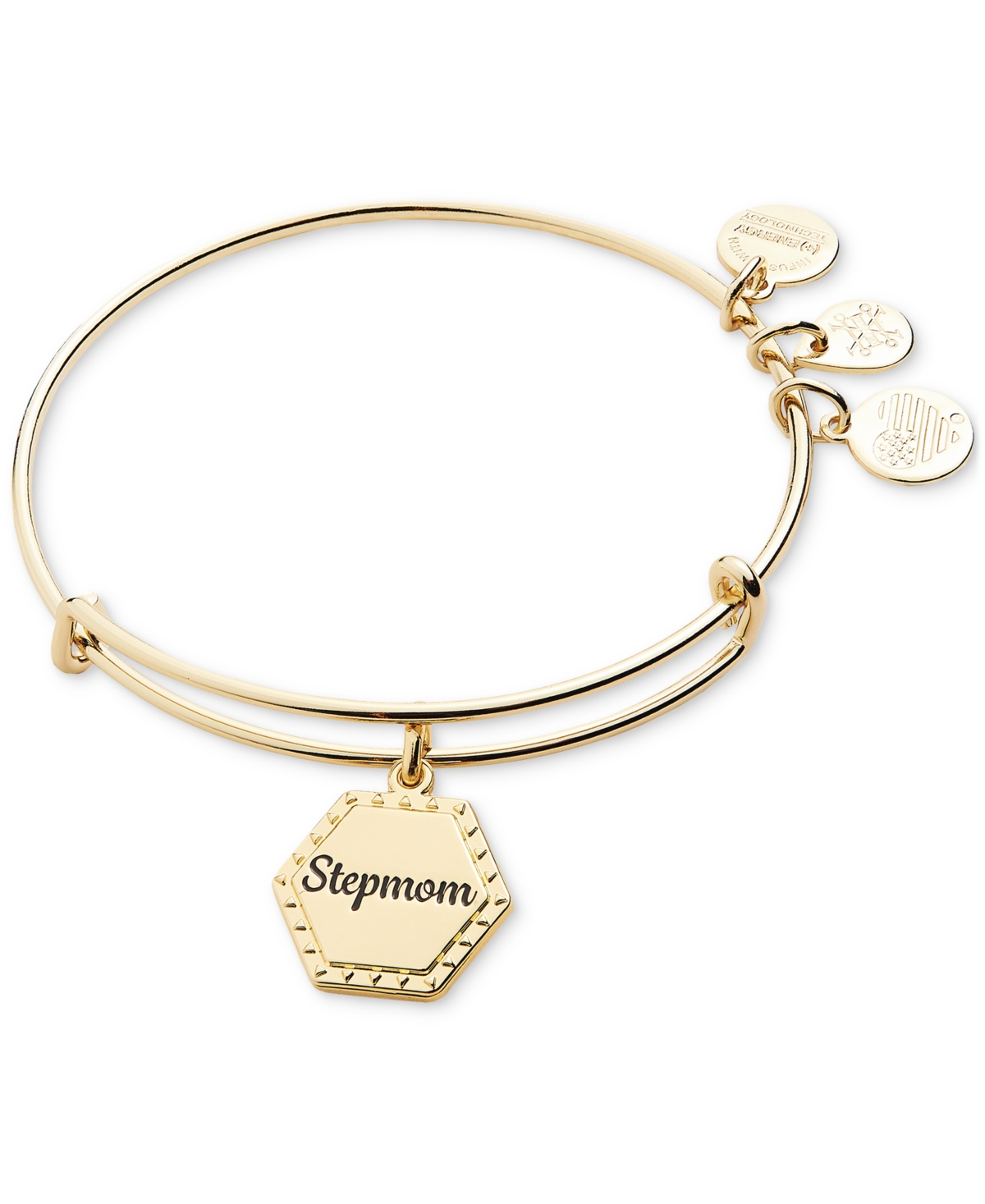Alex And Ani Gold-tone Stepmom Charm Bangle Bracelet In Shiny Gold