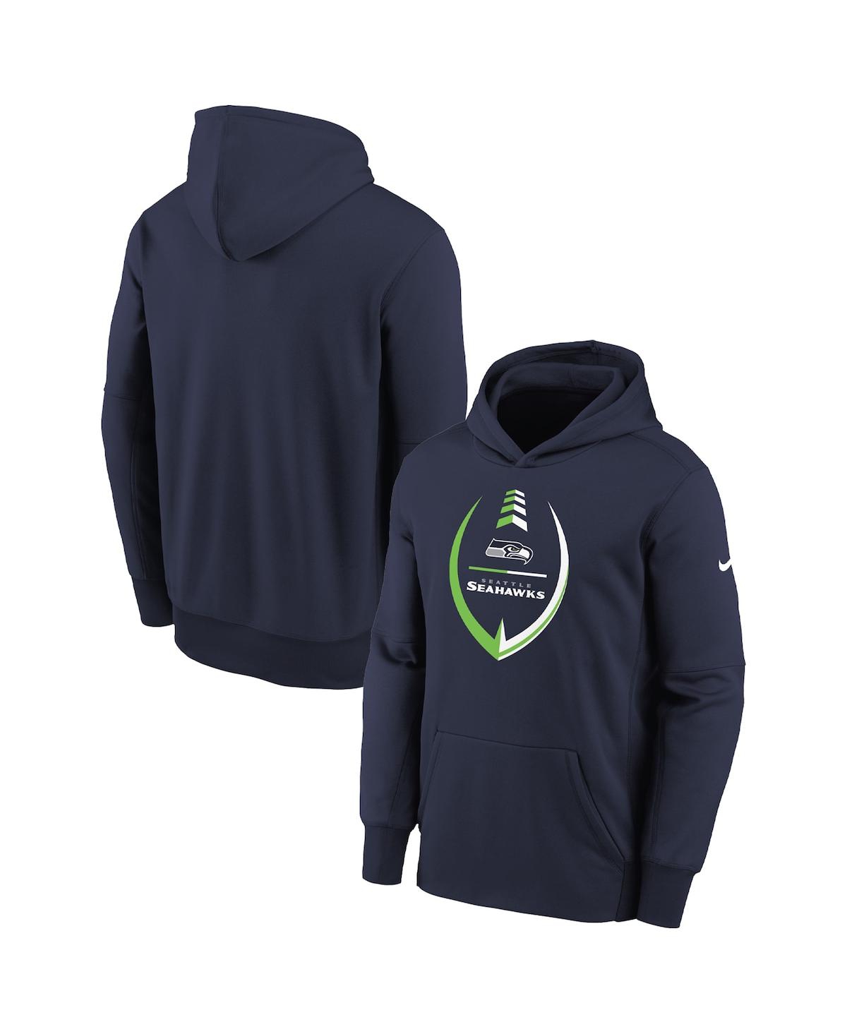Nike Kids' Big Boys And Girls  College Navy Seattle Seahawks Icon Performance Pullover Hoodie