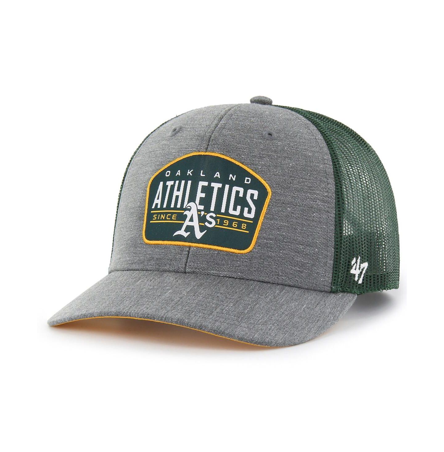 Мужская кепка '47 Brand Charcoal Oakland Athletics Slate Trucker Snapback Hat — фото 2