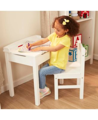 Melissa &amp; Doug Wooden Child&#39;s Lift-Top Desk &amp; Chair - White