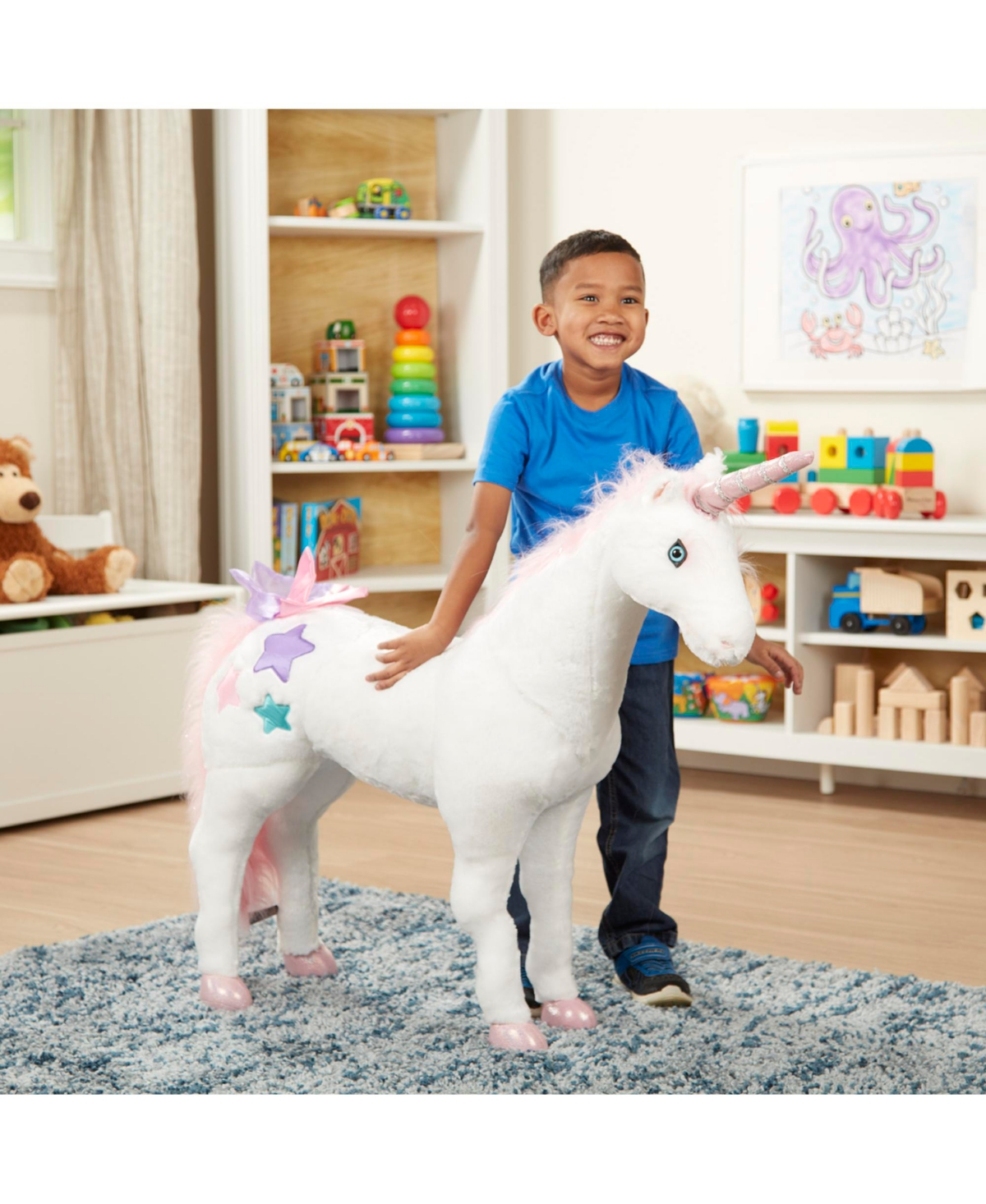Melissa & Doug Giant Unicorn - Lifelike Plush Stuffed Animal (over 2 feet tall)