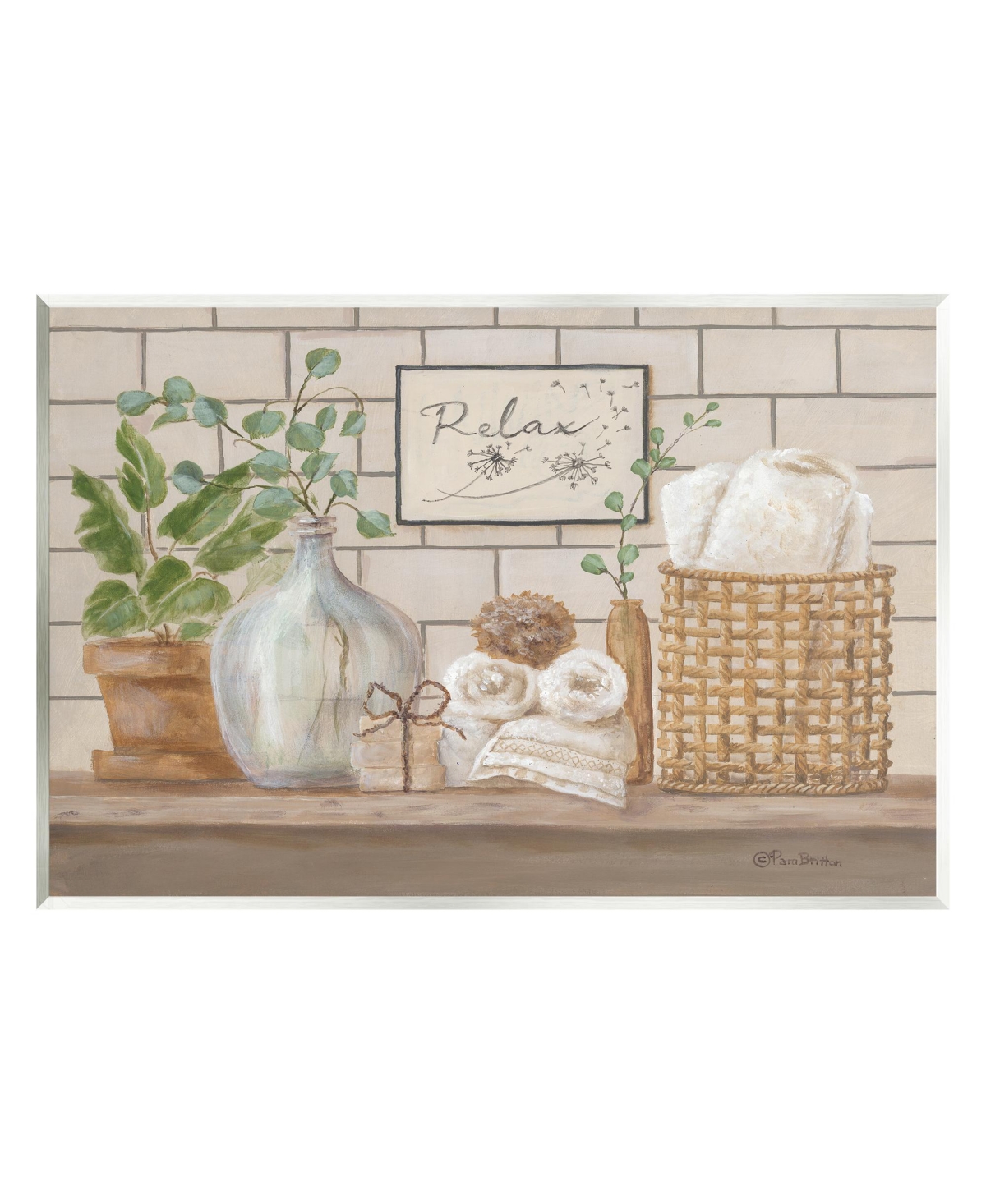 Stupell Industries Relax Uplifting Bathroom Scene Wall Plaque Art, 10" X 15" In Multi-color