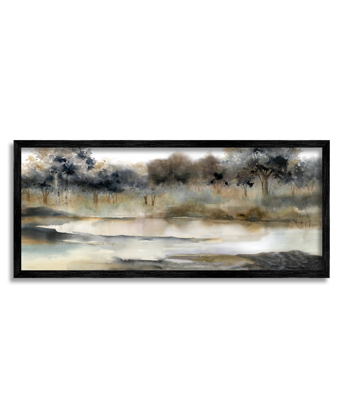 Stupell Industries Trees By Lakeside Landscape Framed Giclee Art, 13" X 1.5" X 30" In Multi-color