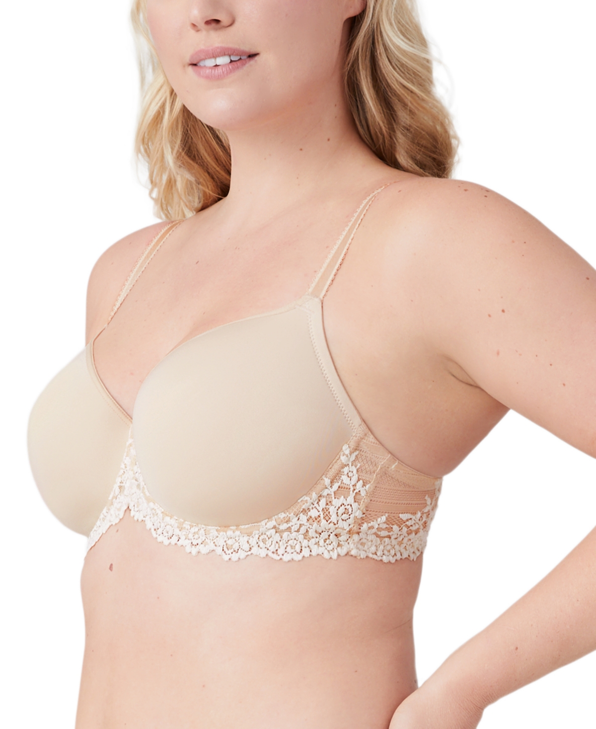 Wacoal Halo Lace Convertible Underwire Bra In Naturally Nude,ivory- Nude 01