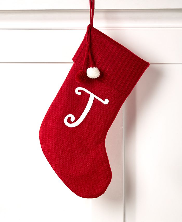 Holiday Lane Stockings T Initial Stocking, Created for Macy's Macy's