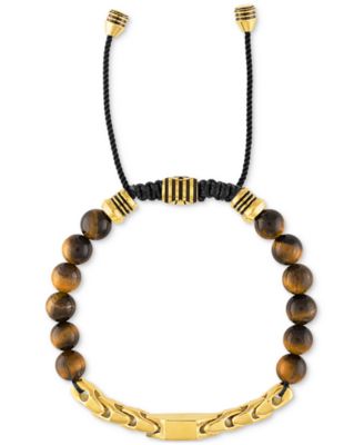 Bulova - Men's Link Beaded Bolo Bracelet in Gold-Plated Stainless Steel