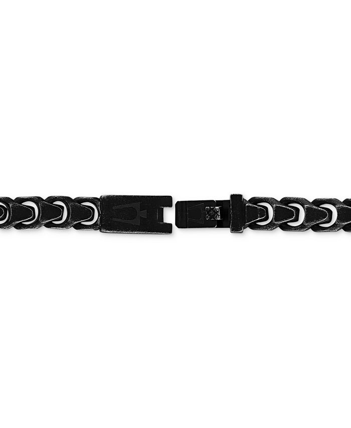 Bulova Men's Link Bracelet in Black-Plated Stainless Steel - Macy's