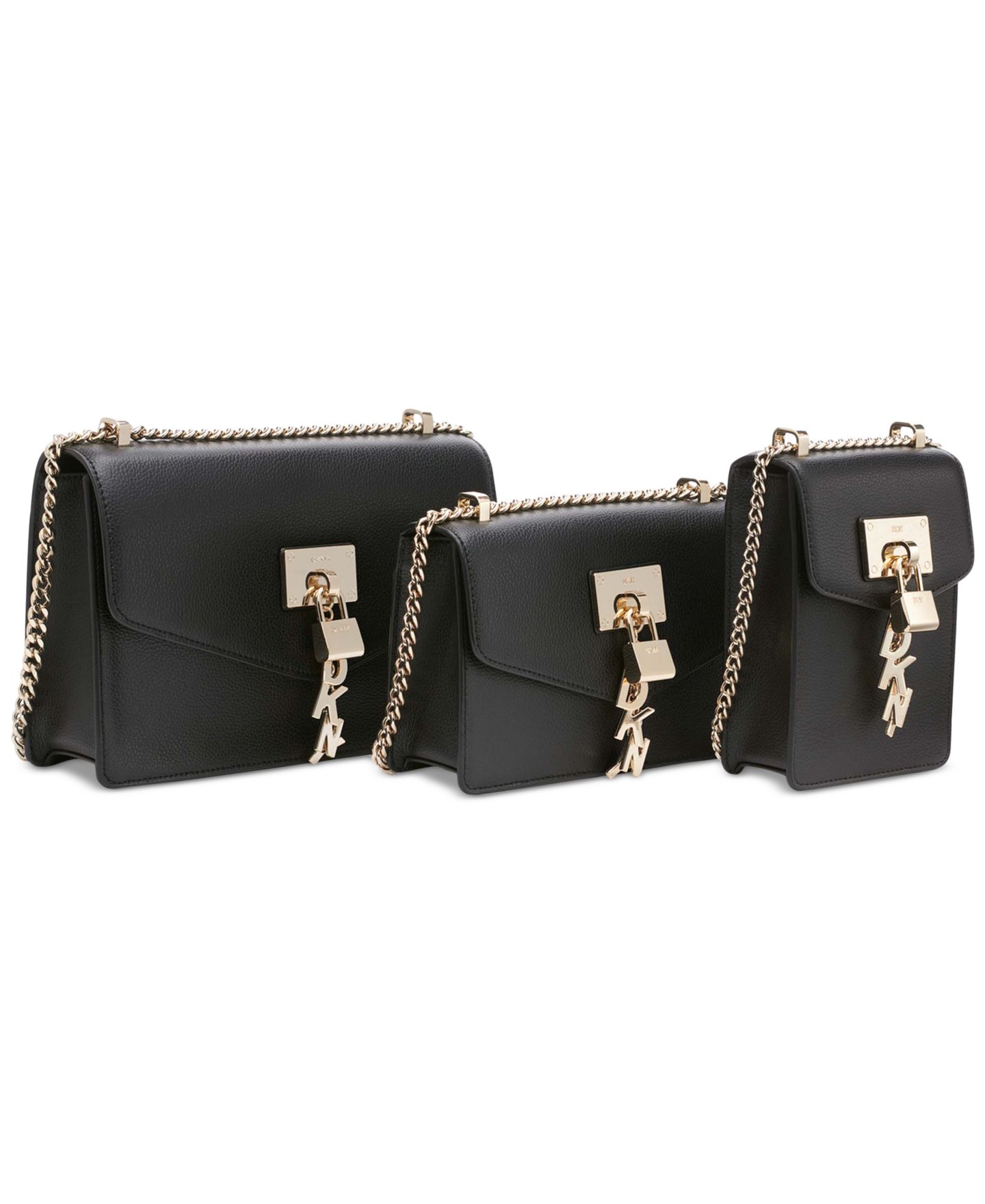 Женская сумка DKNY Elissa Shoulder, цвет: Чёрный / Золотой — фото 6