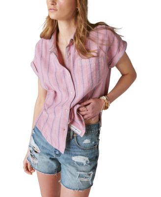 Lucky Brand - Women's Striped Short-Sleeve Button-Up Shirt