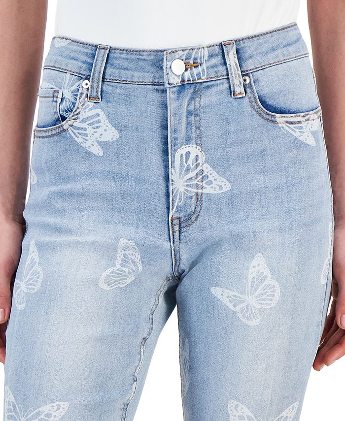 Wax Women's Mid Rise Skinny Bootcut Jeans – Stretchy, Flattering Fit, White Denim - View #14