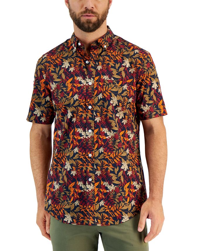 Club Room Men's Gordon Floral Short Sleeve Poplin Shirt, Created for ...