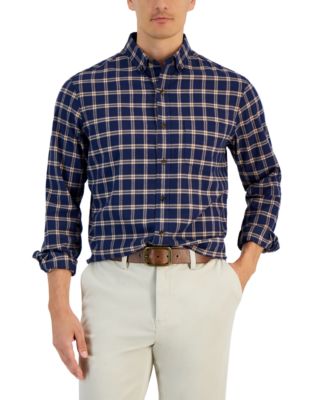 Club Room Men's Regular-Fit Brushed Plaid Shirt, Created for Macy's - Macy's