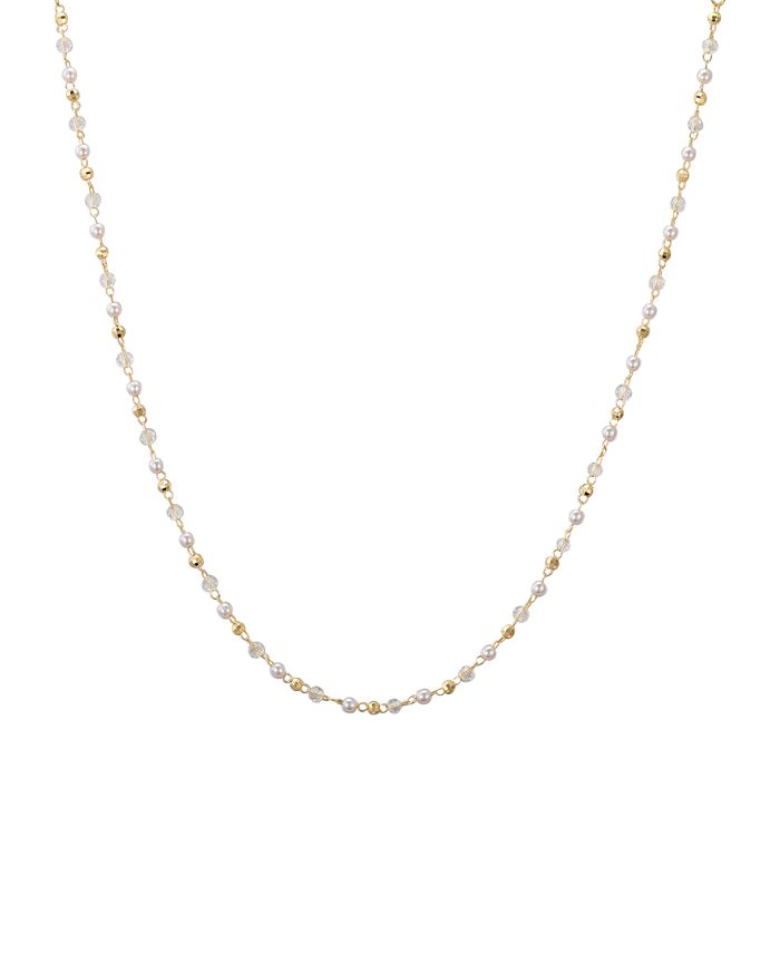 Macy's Simulated Imitation Pearl Crystal Ball Bead Chain Necklace Macy's