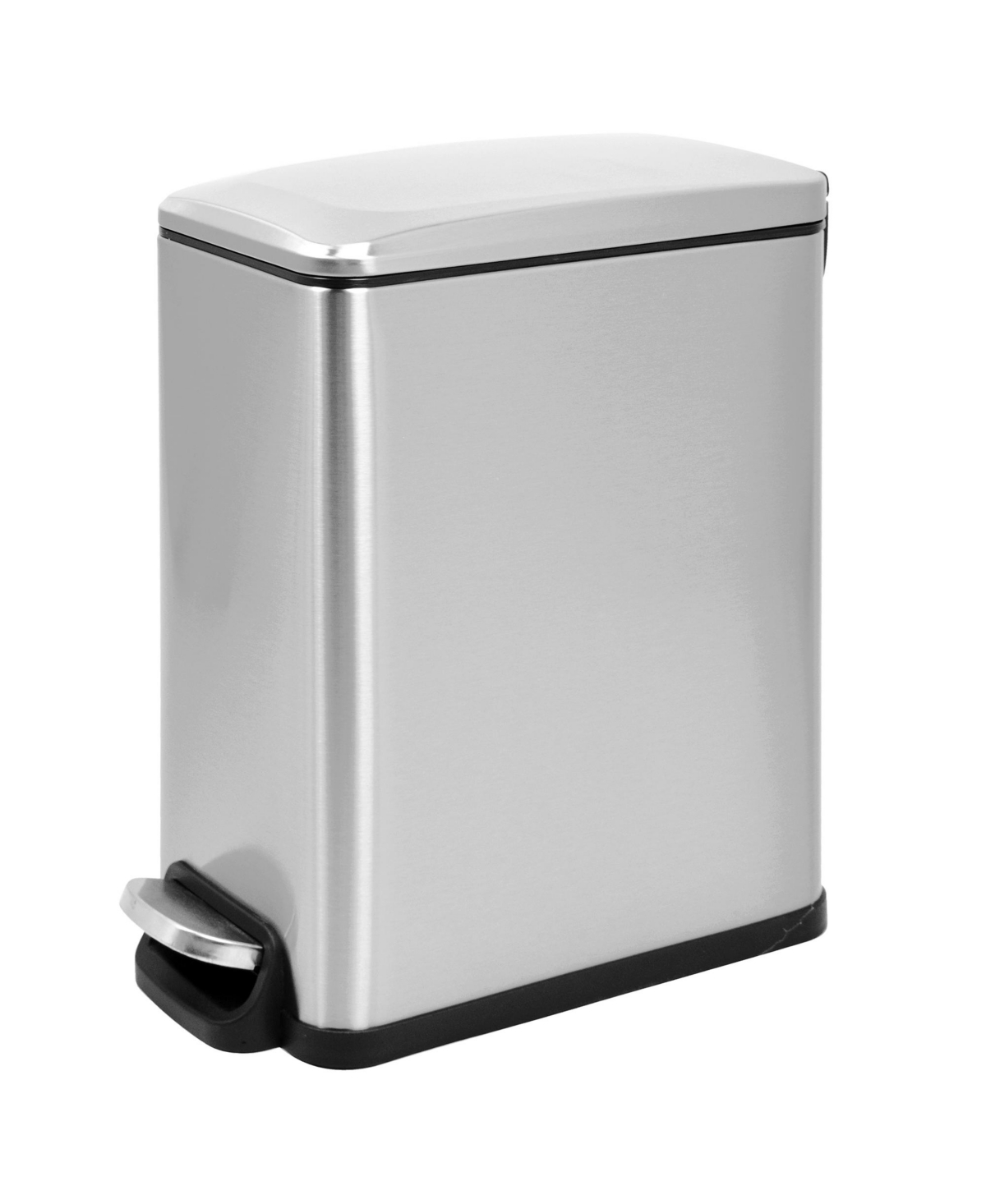 2.6 Gal./10 Liter Slim Stainless Steel Step-on Trash Can for Bathroom and Office - Silver