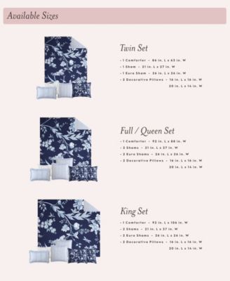 Branch Toile Cotton Reversible 7 Piece Duvet Cover Set, King