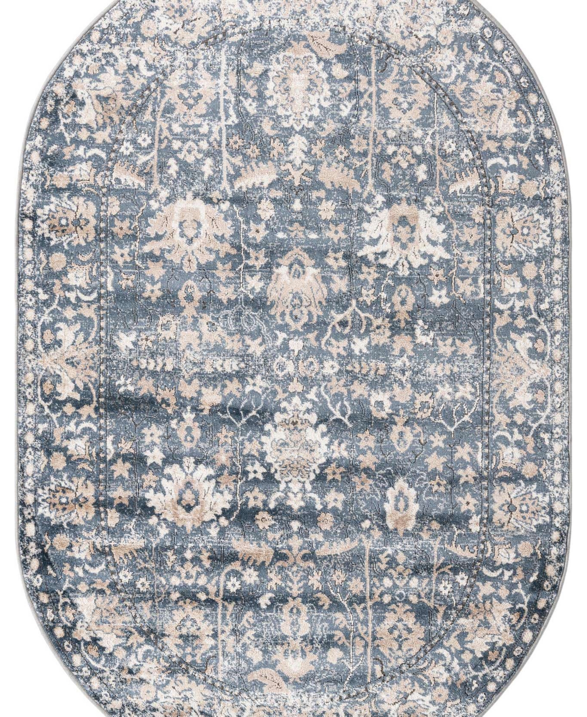 Bayshore Home Wheeler Wlr-01 5'3" X 8' Oval Area Rug In Blue