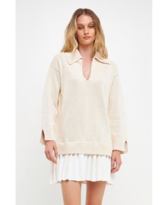 Women's Mixed Media Pleated Mini Dress