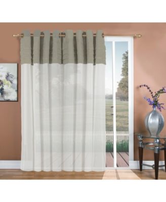 Geneva Pleated Grommet Patio Curtain Panel w/Wand 104"W x 84"L